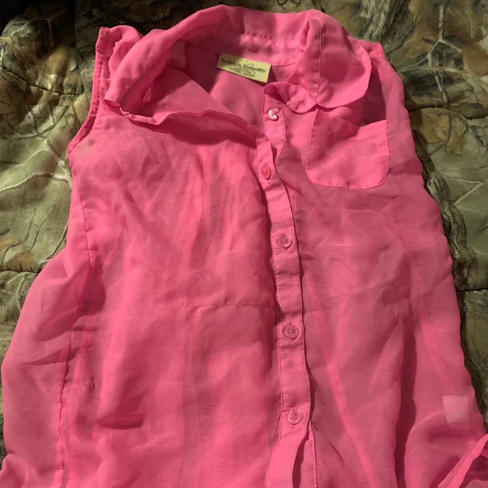 See Thur pink sleeves blouse (girls M 7/8)